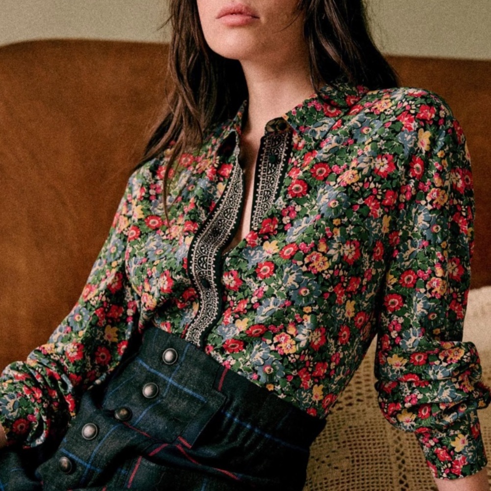 Sézane Ann Silk Shirt in California Print